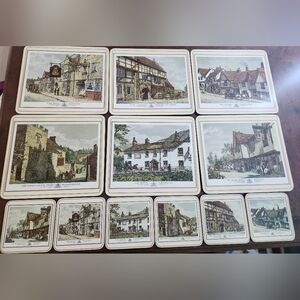 Vintage Pimpernel Old English Inns Set Of 12 Place Mats & Coasters
